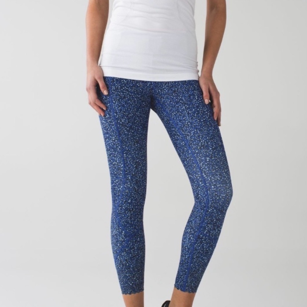 Lululemon Tight Stuff Tight Simply Shadow Wrap Sapphire Blue Black 6